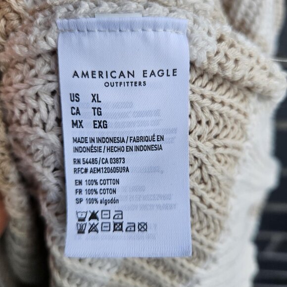 American Eagle AE Women's Cream & Tan Striped Long Sleeve Knit Sweater Size XL - Picture 10 of 13